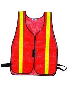 Safety Vest-Orange Fluorescent w/Yellow Reflective Stripes