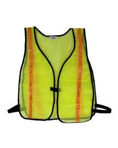 Safety Vest-Lime Fluorescent W/Red Reflective Stripes