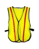 Safety Vest-Lime Fluorescent W/Red Reflective Stripes