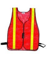 Safety Vest-Orange Fluorescent w/Yellow Reflective Stripes