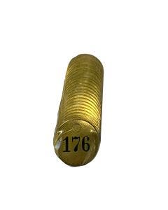 Pre-Marked Tag-Round 176-200 1" Brass 25 Pack