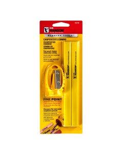 2 Carpenter Pencils With 1 Sharpener (12 pack)