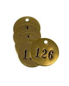 Pre-Marked Tag-Round 126-150 1" Brass 25 Pack