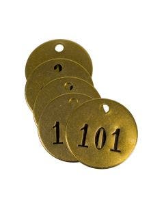 Pre-Marked Tag-Round 101-125 1-1/4" Brass 25 Pack
