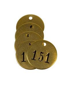 Pre-Marked Tag-Round 151-175 1" Brass 25 Pack