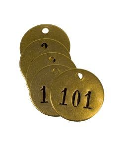 Pre-Marked Tag-Round 101-125 1-1/2" Brass 25 Pack