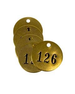 Pre-Marked Tag-Round 126-150 1-1/2" Brass 25 Pack