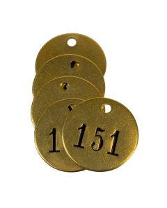 Pre-Marked Tag-Round 151-175  1-1/2" Brass 25 Pack