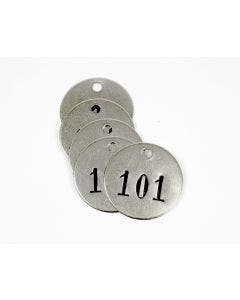Pre-Marked Tag-Round 101-125 1-1/4" Aluminum 25 Pack