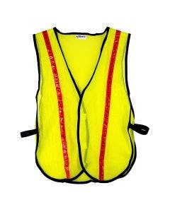 Safety Vest-Lime Fluorescent W/Red Reflective Stripes