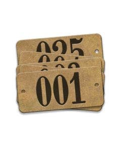 Pre-Marked Tag-Rectangle with Rounded Ends 001-025 1"x 2-1/8" Brass 25 Pack