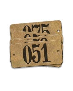 Pre-Marked Tag-Rectangle with Rounded Ends 051-075 1"x 2-1/8" Brass 25 Pack