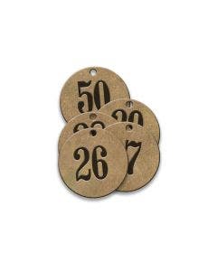 Pre-Marked Tag-Round 26-50 1" Brass 25 Pack