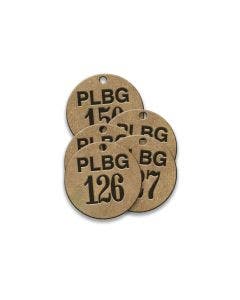 Valve Tag-PLBG Round 126-150 1-1/2"Brass 25 Pack