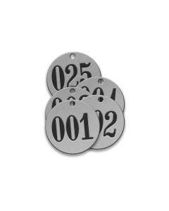Pre-Marked Tag-Round 001-025 1-1/4" Stainless Steel 25 Pack