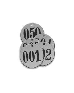 Pre-Marked Tag-Round 001-050 1-1/4" Stainless Steel 50 Pack