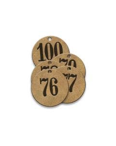 Pre-Marked Tag-Round 76-100  1-1/4" Brass 25 Pack