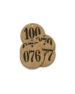 Pre-Marked Tag-Round 076-100  1" Brass 25 Pack