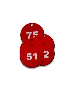 Pre-Marked Tag-Round 51-75 1-1/4" Anodized Aluminum Red 25 Pack