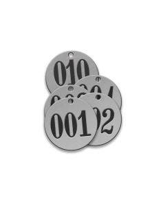 Pre-Marked Tag-Round 001-010  1" Stainless Steel 25 Pack