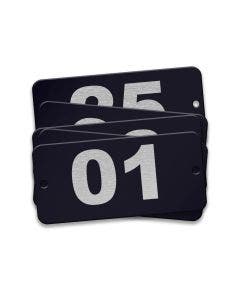 Pre-Marked Tag-Rectangle with Rounded Ends 01-25 1"x 2-1/8" Anodized Aluminum Black 25 Pack