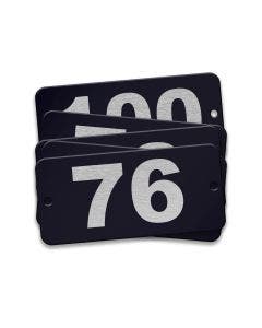 Pre-Marked Tag-Rectangle with Rounded Ends 76-100 1"x 2-1/8" Anodized Aluminum Black 25 Pack