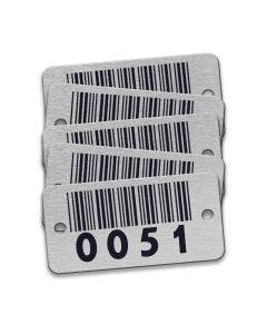 Pre-Marked Tag-Rectangle with Rounded Corners Bar Coded 0051-0075 1"x 2" Anodized Aluminum Black 25 Pack