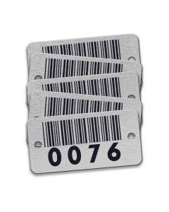 Pre-Marked Tag-Rectangle with Rounded Corners Bar Coded 0076-0100 1"x 2" Anodized Aluminum Black 25 Pack