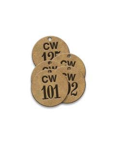 Valve Tag-CW Round 101-125 1-1/2" Brass 25 Pack