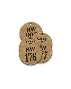 Valve Tag-HW Round 176-200 1-1/2" Brass 25 Pack