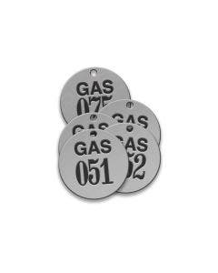 Valve Tag-GAS Round 051-075 1-1/2" Stainless Steel  25 Pack