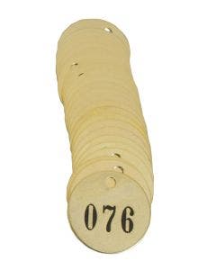 Pre-Marked Tag-Round 076-100 1" Brass 25 Pack