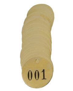 Pre-Marked Tag-Round 001-200 1" Brass 200 Pack